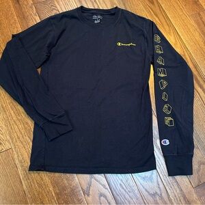 Champion Navy and Gold Long Sleeve Tee - size S